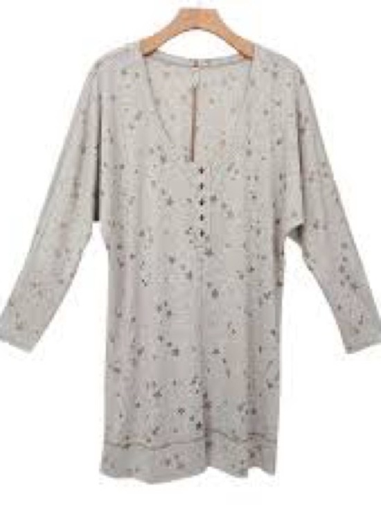 Free People Other - Free People taupe star print henley with brown trim